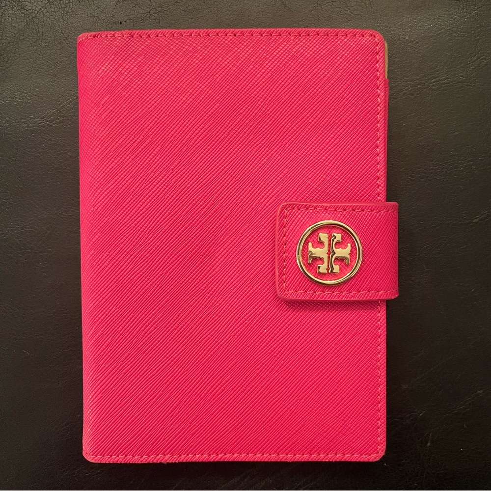 LIKE NEW Pink with gold accent Tory Burch passport holder